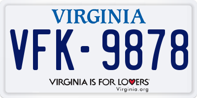 VA license plate VFK9878