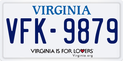 VA license plate VFK9879