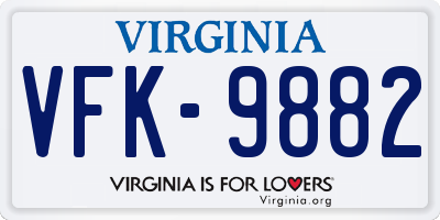 VA license plate VFK9882