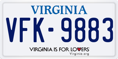 VA license plate VFK9883
