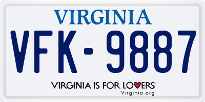 VA license plate VFK9887