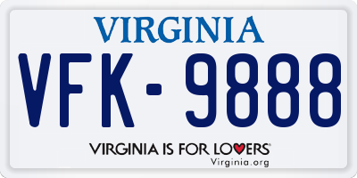 VA license plate VFK9888