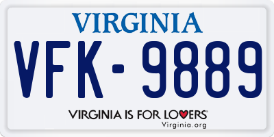 VA license plate VFK9889