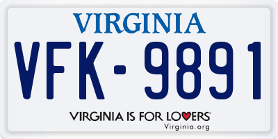VA license plate VFK9891