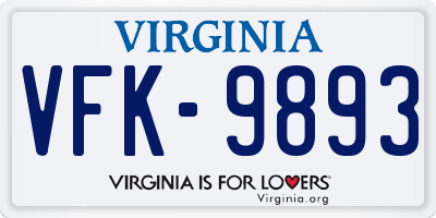 VA license plate VFK9893
