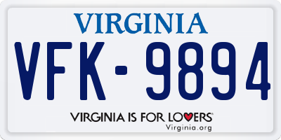 VA license plate VFK9894