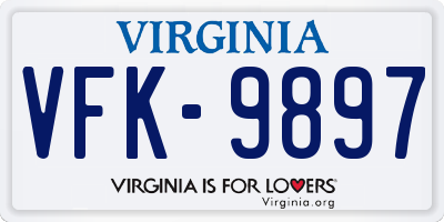 VA license plate VFK9897