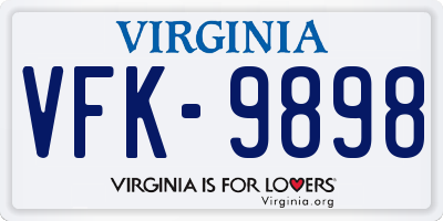 VA license plate VFK9898