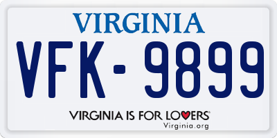 VA license plate VFK9899
