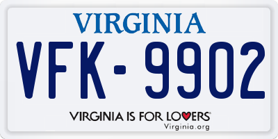 VA license plate VFK9902