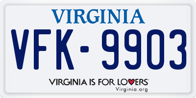 VA license plate VFK9903