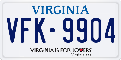 VA license plate VFK9904