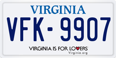 VA license plate VFK9907