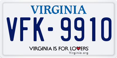 VA license plate VFK9910