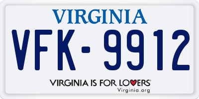 VA license plate VFK9912