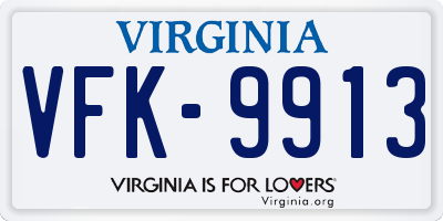 VA license plate VFK9913