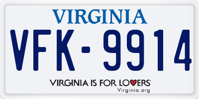 VA license plate VFK9914