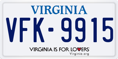 VA license plate VFK9915