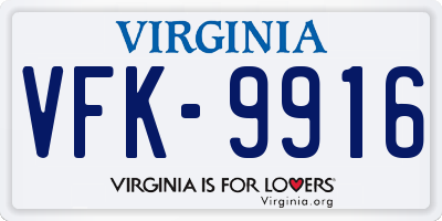 VA license plate VFK9916