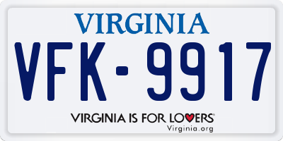 VA license plate VFK9917