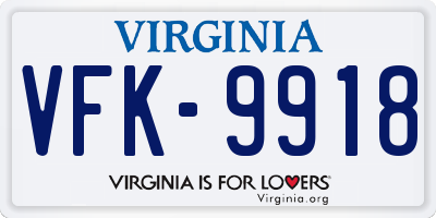 VA license plate VFK9918