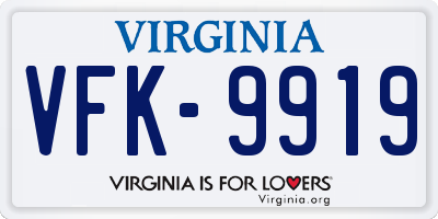 VA license plate VFK9919