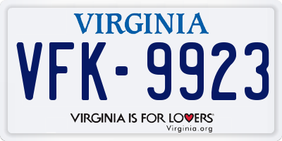VA license plate VFK9923