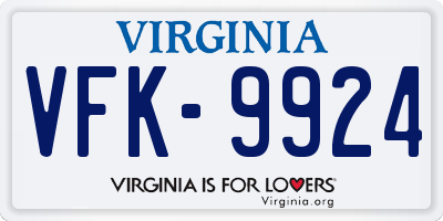 VA license plate VFK9924