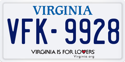 VA license plate VFK9928