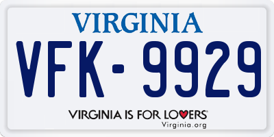 VA license plate VFK9929