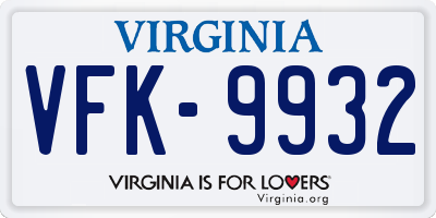 VA license plate VFK9932