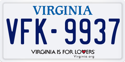 VA license plate VFK9937