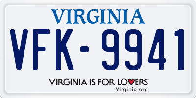 VA license plate VFK9941