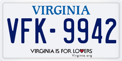 VA license plate VFK9942
