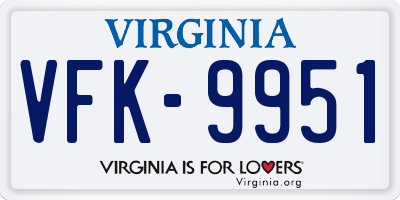 VA license plate VFK9951