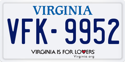 VA license plate VFK9952
