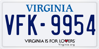 VA license plate VFK9954