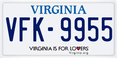 VA license plate VFK9955