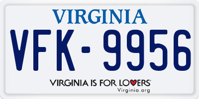 VA license plate VFK9956