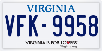 VA license plate VFK9958