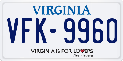 VA license plate VFK9960