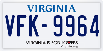 VA license plate VFK9964