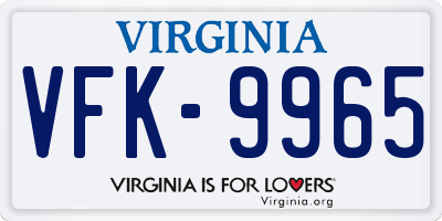 VA license plate VFK9965