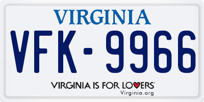 VA license plate VFK9966