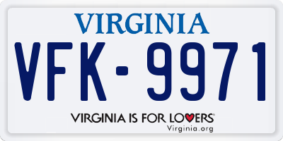 VA license plate VFK9971