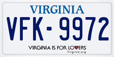 VA license plate VFK9972