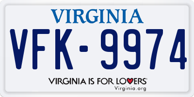 VA license plate VFK9974