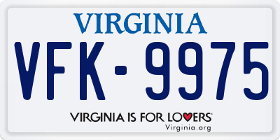 VA license plate VFK9975