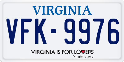 VA license plate VFK9976
