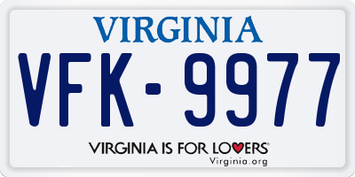 VA license plate VFK9977